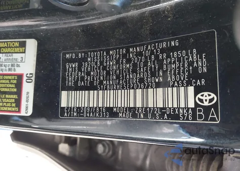 2014 Toyota Corolla Le z USA, uszkodzony, nr VIN 5YFBURHE5EP036720